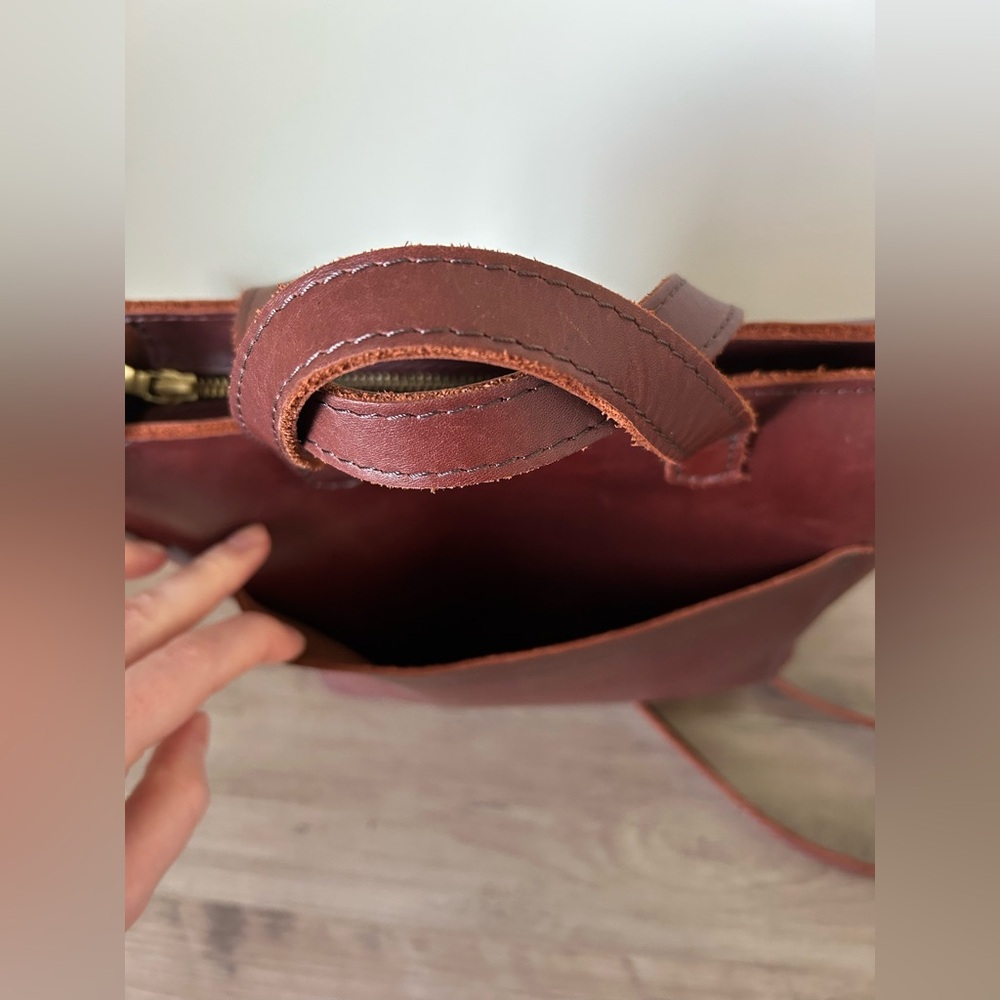 Portland Leather Small Crossbody Tote in Rich Brown - Picture 7 of 8
